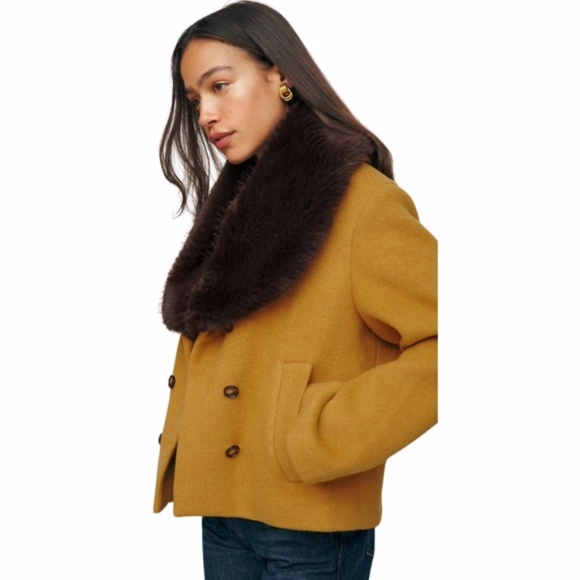 NEW Reformation Wool Blend Scarlet Jacket Mostarda XS - Picture 6 of 13